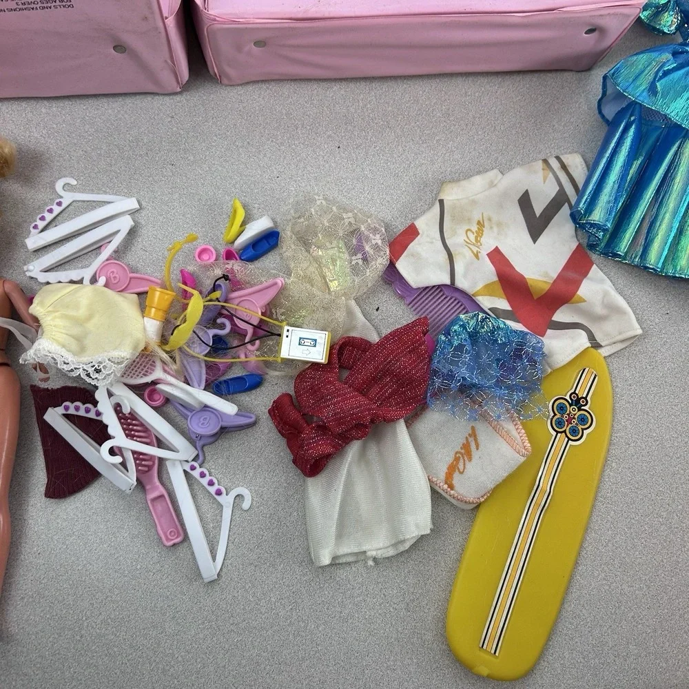 Vintage Barbie Doll‎ Fashion Dolls & Clothes Carry Case Box 80s 1988 Pink Mattel
